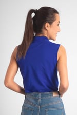 Womens Regular Fit Sleeveless Pique Polo