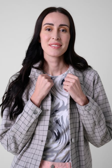 Womens White Stripe Pattern Cropped Jacket