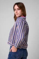 Womens Stripe Pattern Cropped Jacket