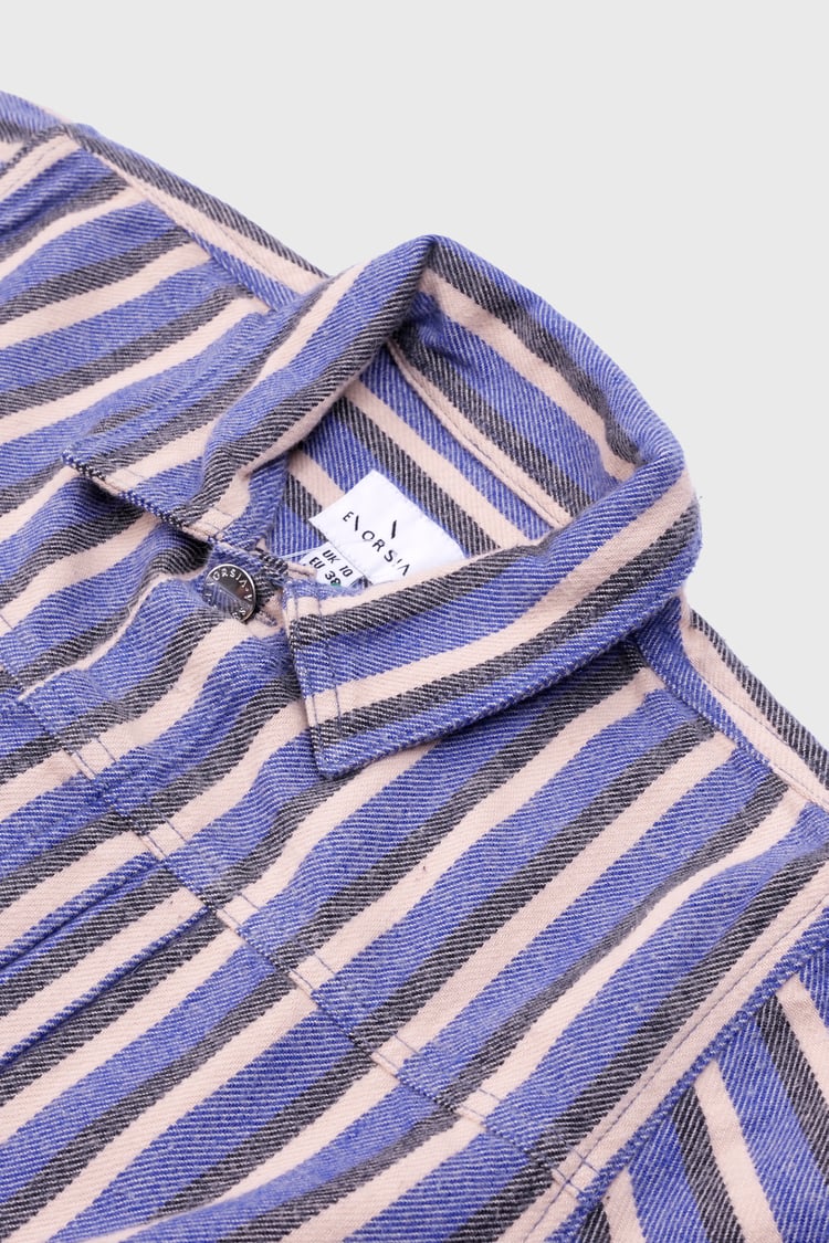 Womens Stripe Pattern Cropped Jacket