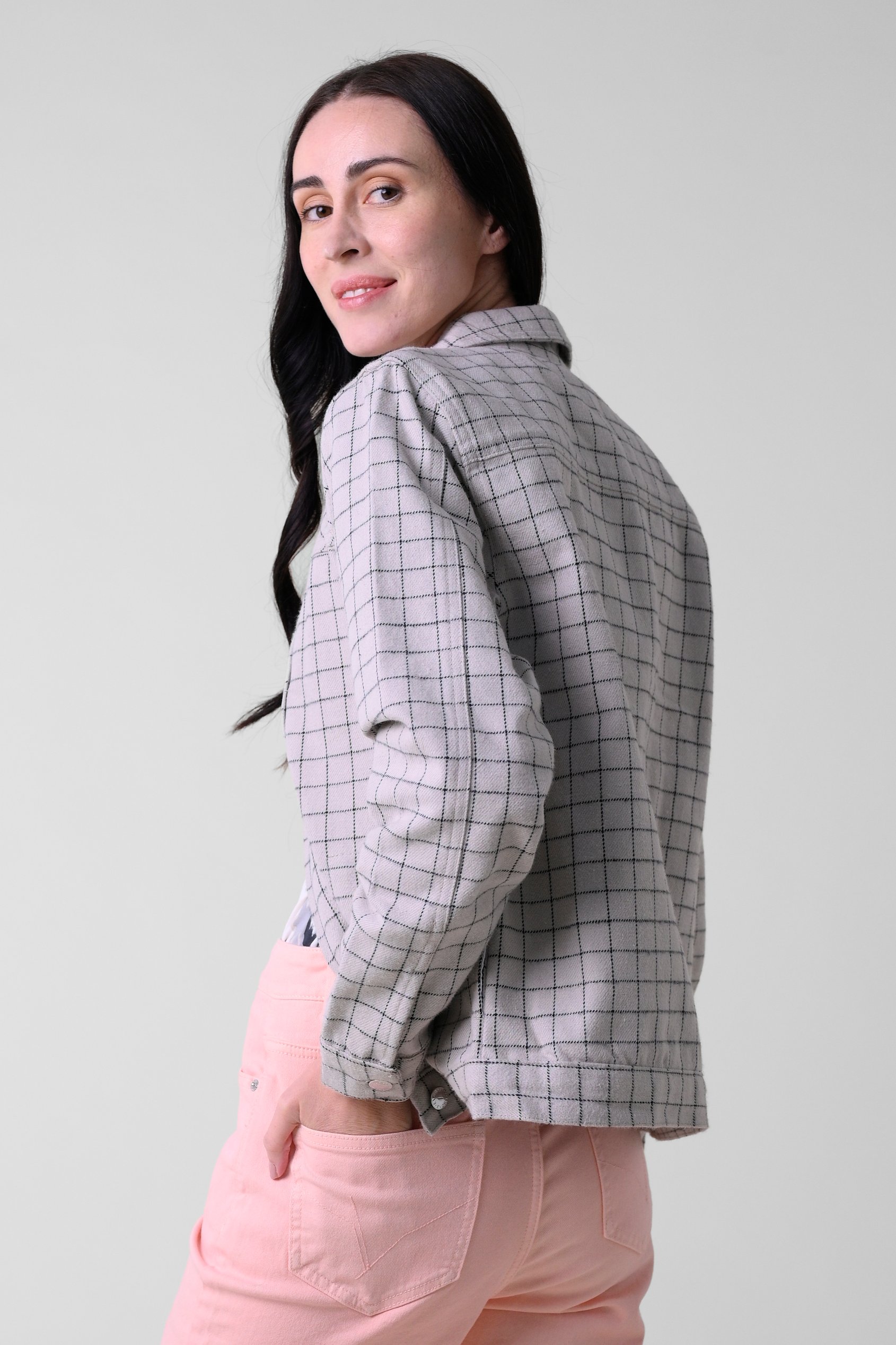 Womens Stripe Pattern Cropped Jacket