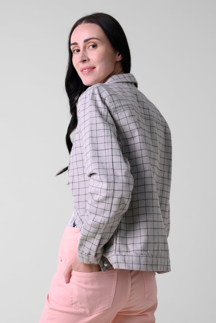 Womens Stripe Pattern Cropped Jacket