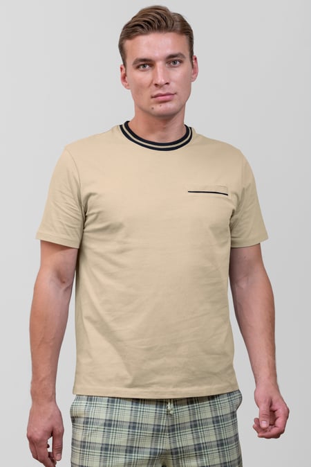 Mens Cream Twin Tipped T-Shirt