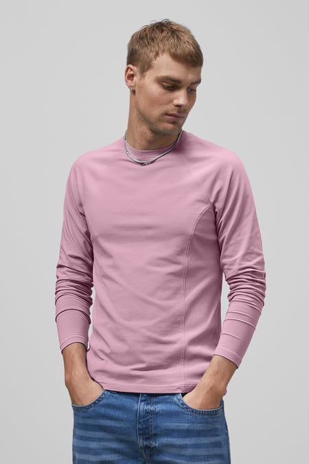 Blue Raglan With Side Panel Rib T-Shirt