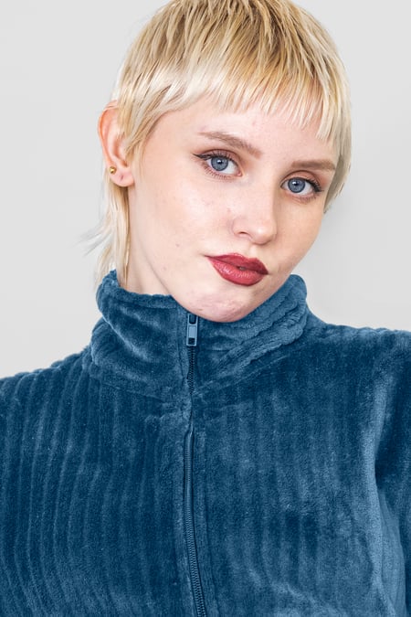 Blue Supersoft Coral Fleece Zip Through Dressing Gown