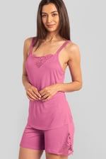 Shoulder Straps Lace Up Cami Set