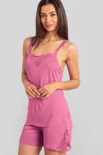 Shoulder Straps Lace Up Cami Set