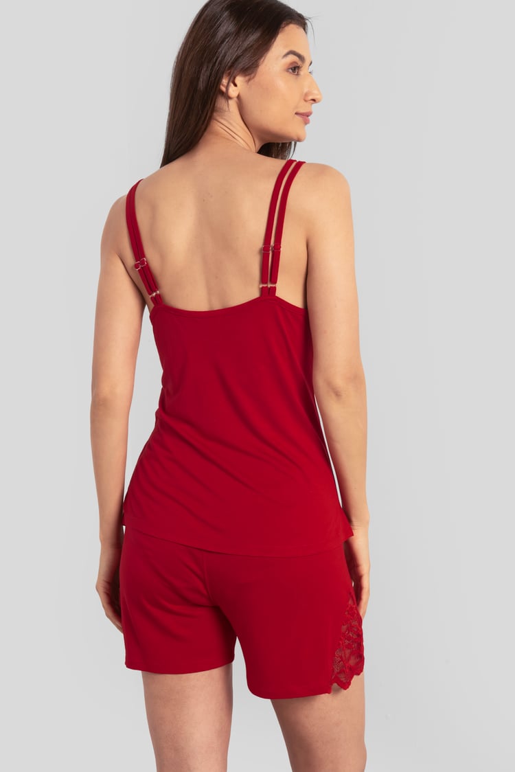 Shoulder Straps Lace Up Cami Set