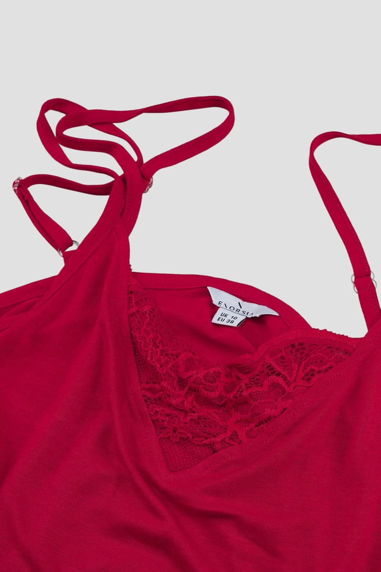 Shoulder Straps Lace Up Cami Set