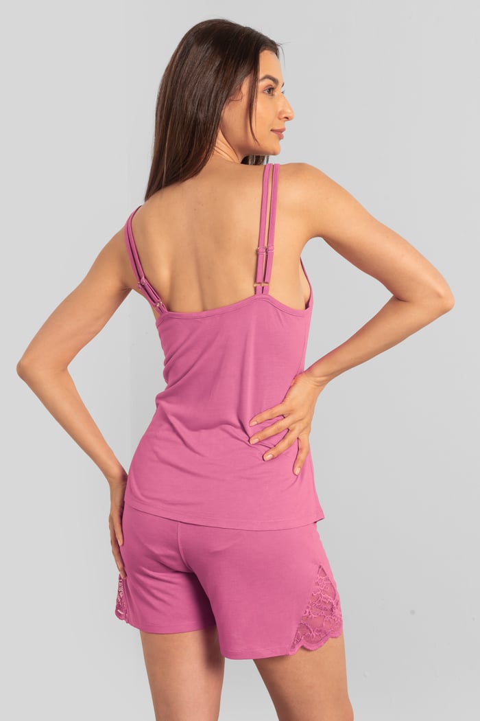 Shoulder Straps Lace Up Cami Set