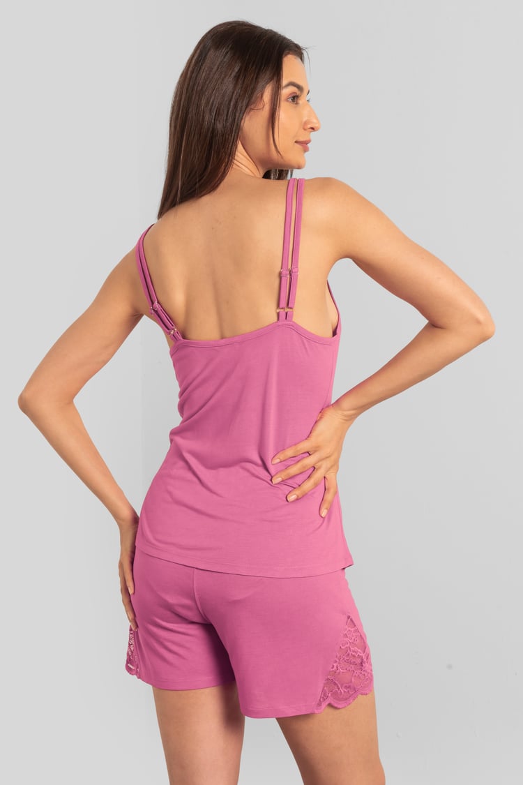 Shoulder Straps Lace Up Cami Set