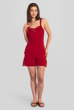 Shoulder Straps Lace Up Cami Set