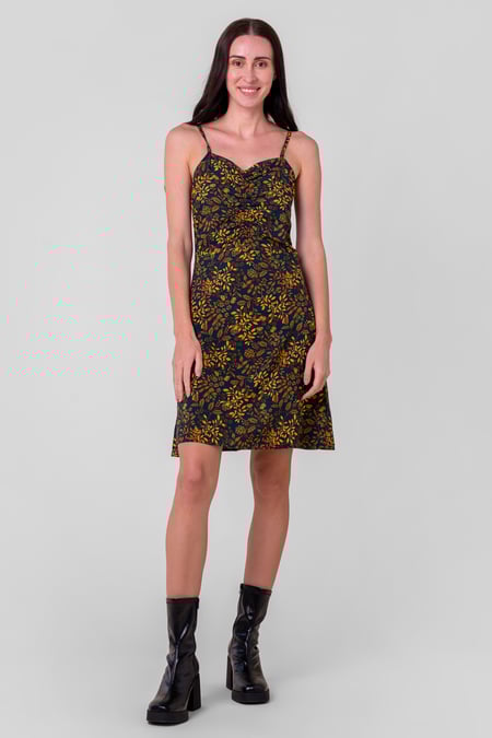 Women's Green Cami Mini Dress with Ruched Front