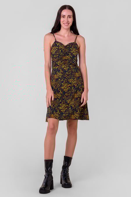 Women's Green Cami Mini Dress with Ruched Front