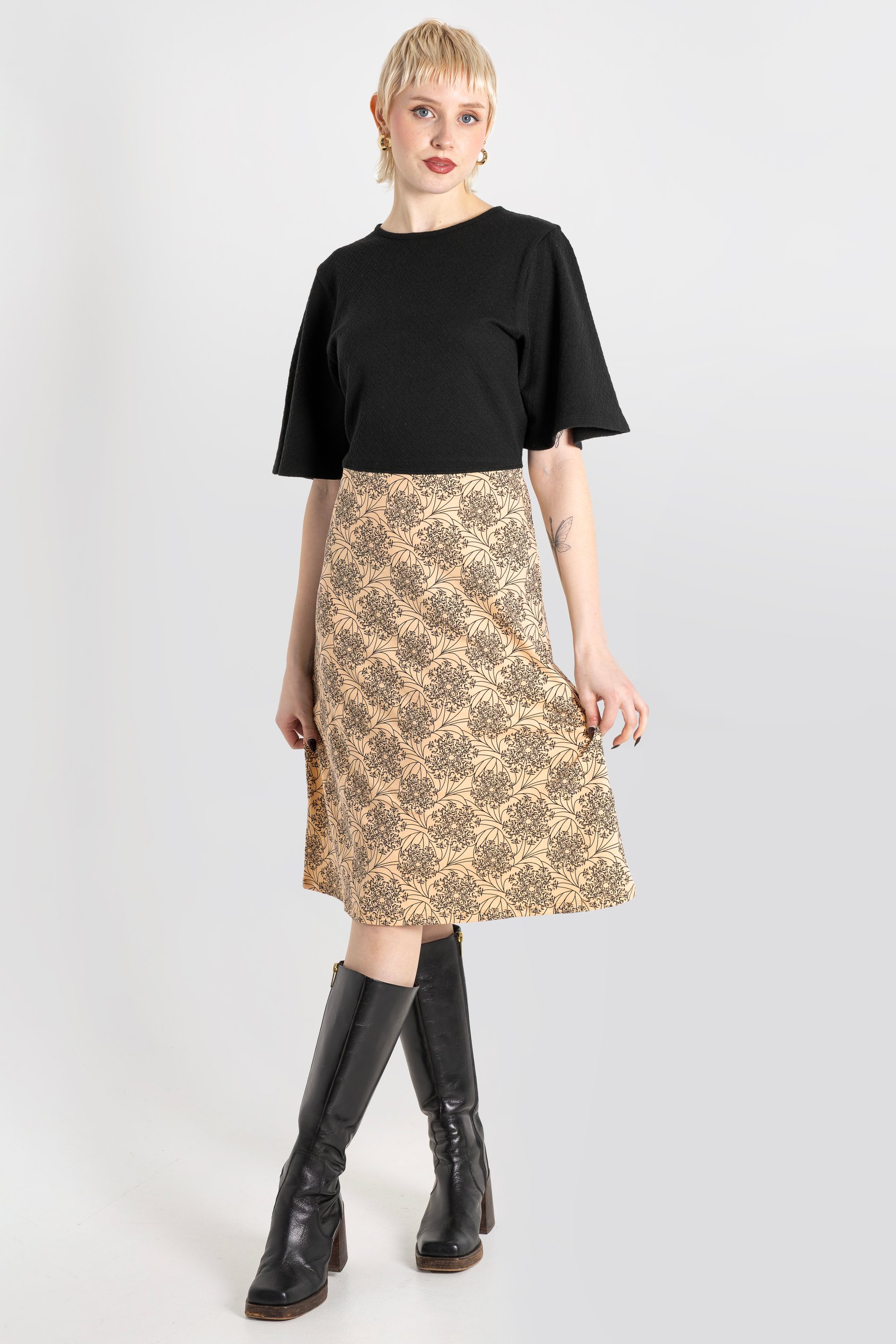 Printed Skirt Detail Design Jersey Dress