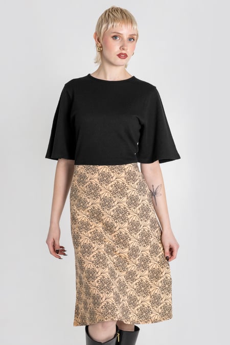 Black Printed Skirt Detail Design Jersey Dress