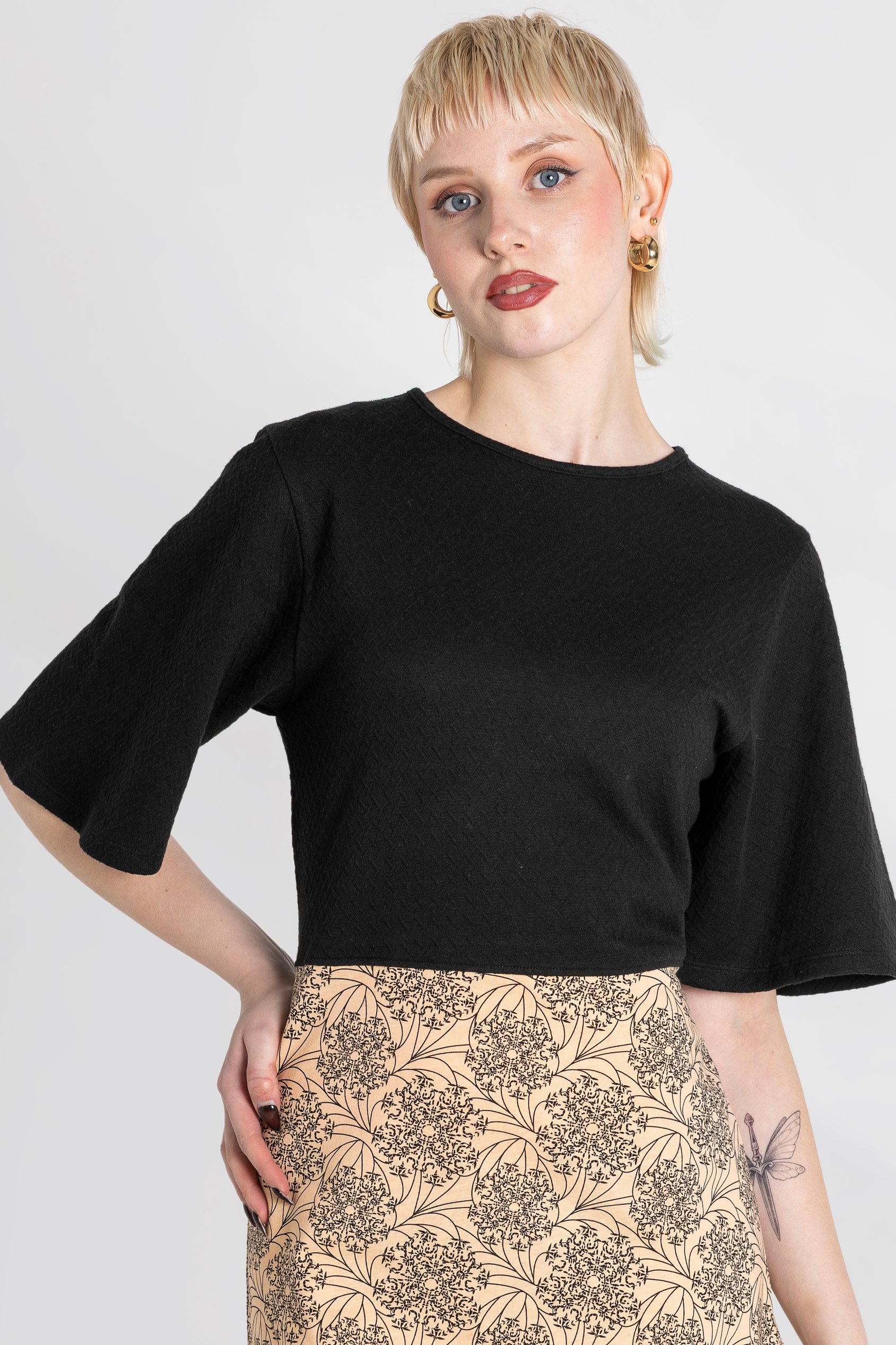 Printed Skirt Detail Design Jersey Dress