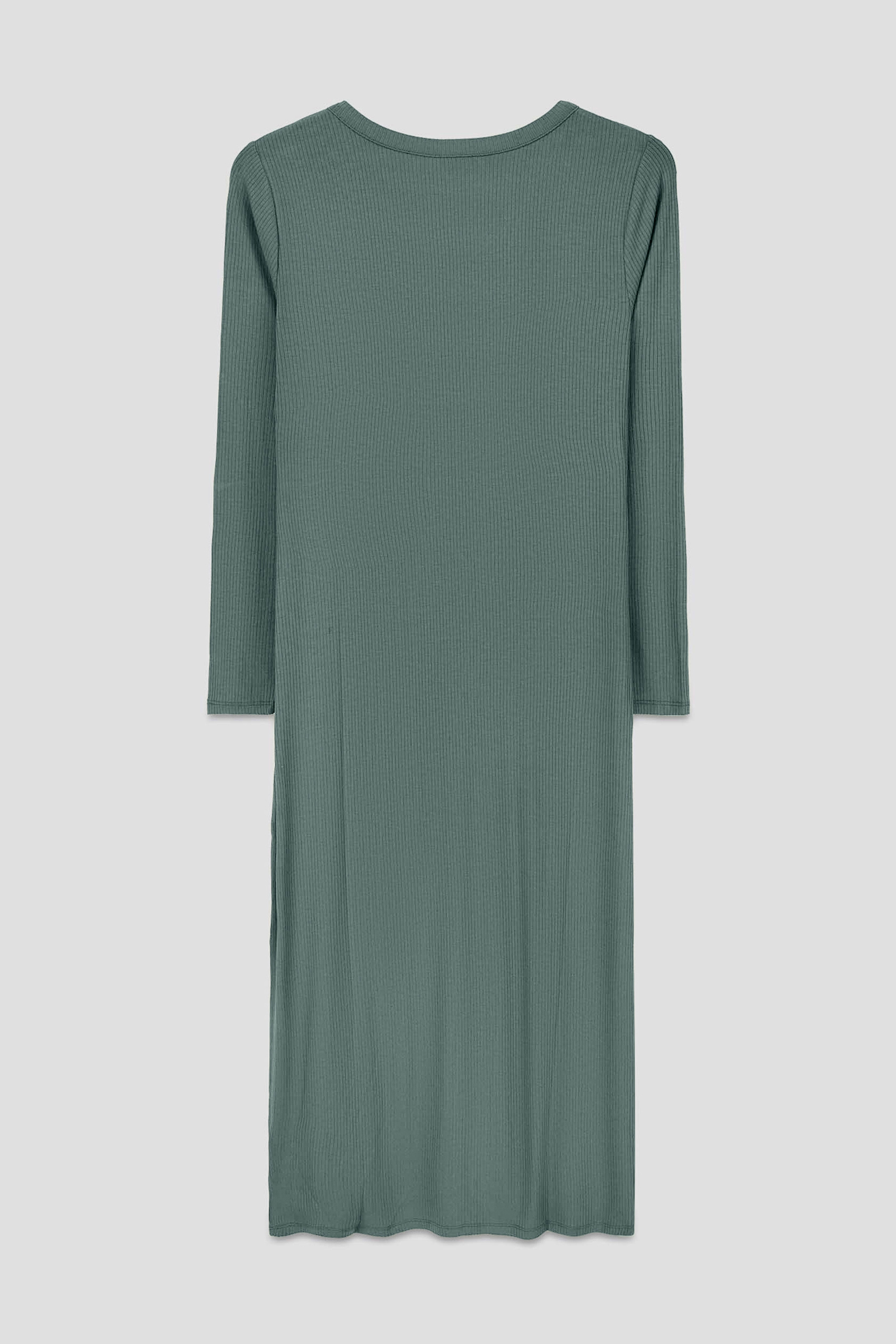 Womens Front Slit Ribbed Midi Dress
