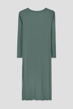 Womens Front Slit Ribbed Midi Dress