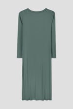 Womens Front Slit Ribbed Midi Dress
