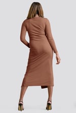 Womens Front Slit Ribbed Midi Dress