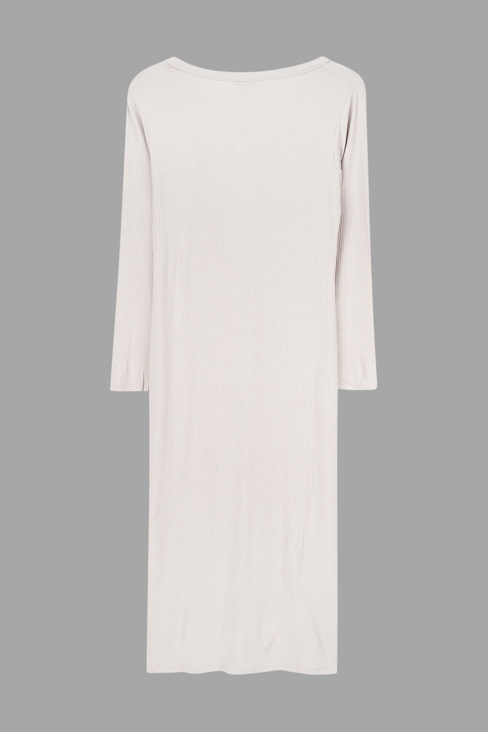 Womens Front Slit Ribbed Midi Dress