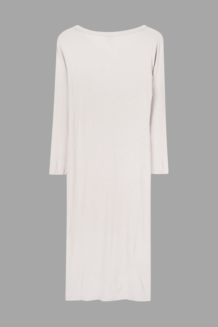 Womens Front Slit Ribbed Midi Dress