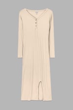 Womens Front Slit Ribbed Midi Dress