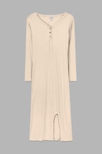 Womens Front Slit Ribbed Midi Dress