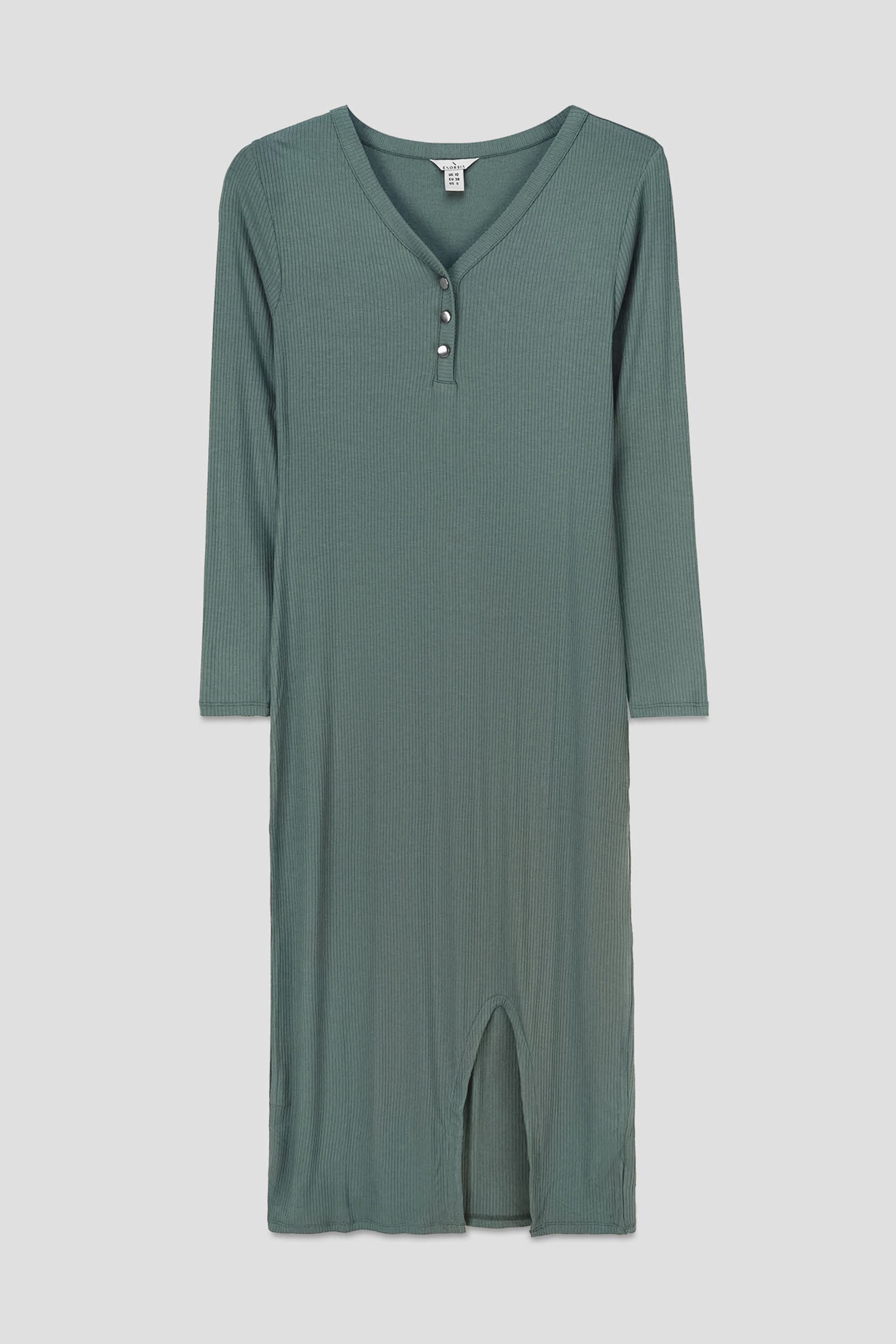 Womens Front Slit Ribbed Midi Dress