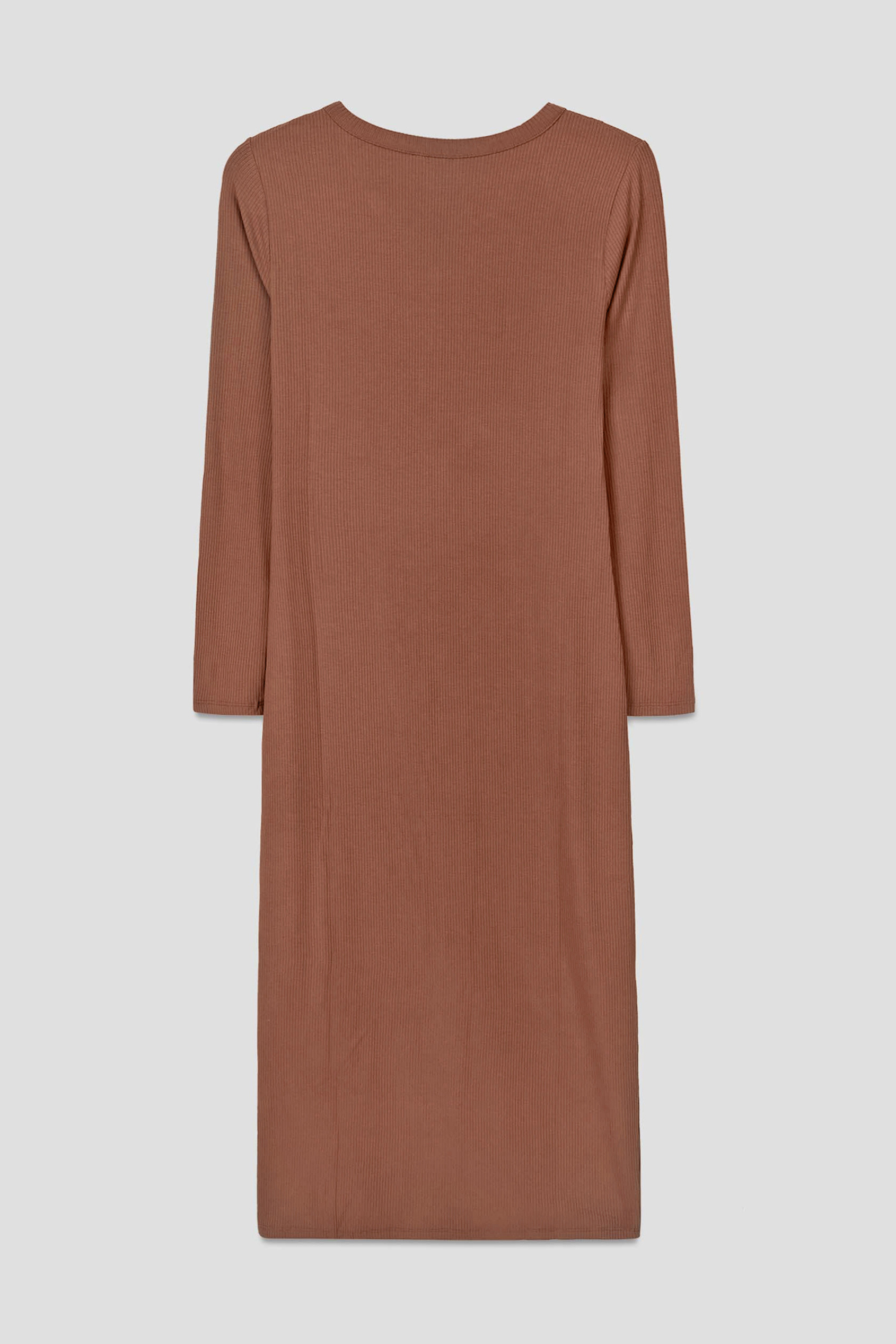 Womens Front Slit Ribbed Midi Dress