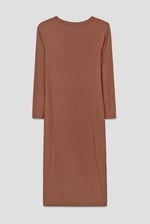 Womens Front Slit Ribbed Midi Dress
