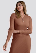 Womens Front Slit Ribbed Midi Dress