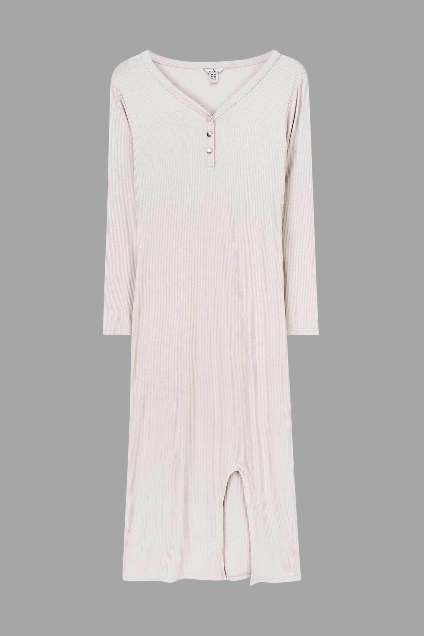 Womens Front Slit Ribbed Midi Dress