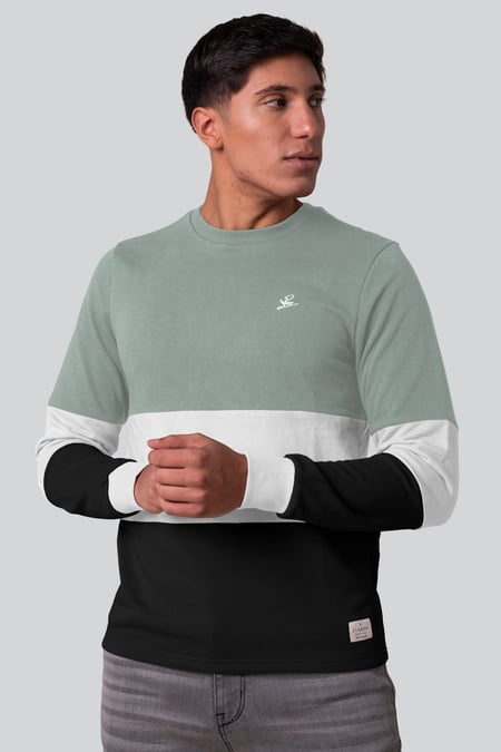 White Long Sleeve Colourblock Sweatshirts