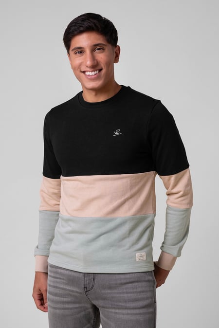 White Long Sleeve Colourblock Sweatshirts