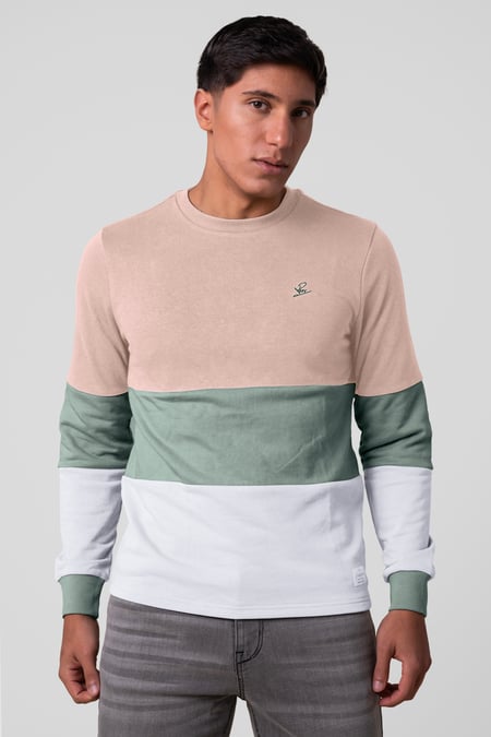 White Long Sleeve Colourblock Sweatshirts