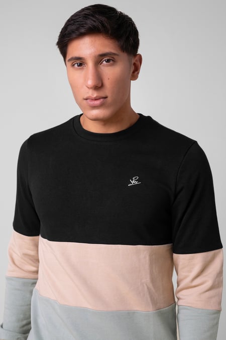 Black Long Sleeve Colourblock Sweatshirts