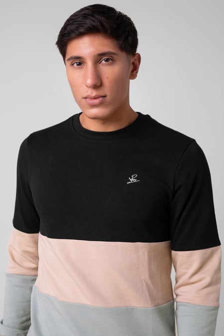 Black Long Sleeve Colourblock Sweatshirts