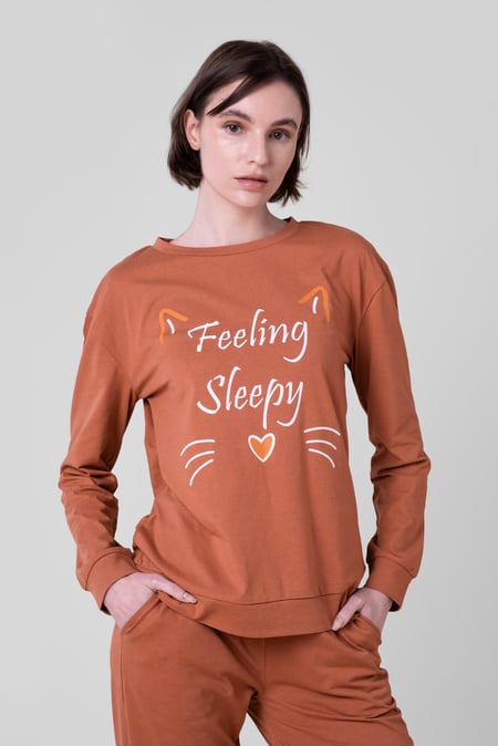 Orange Feeling Sleepy Long Sleeve Pyjama Set
