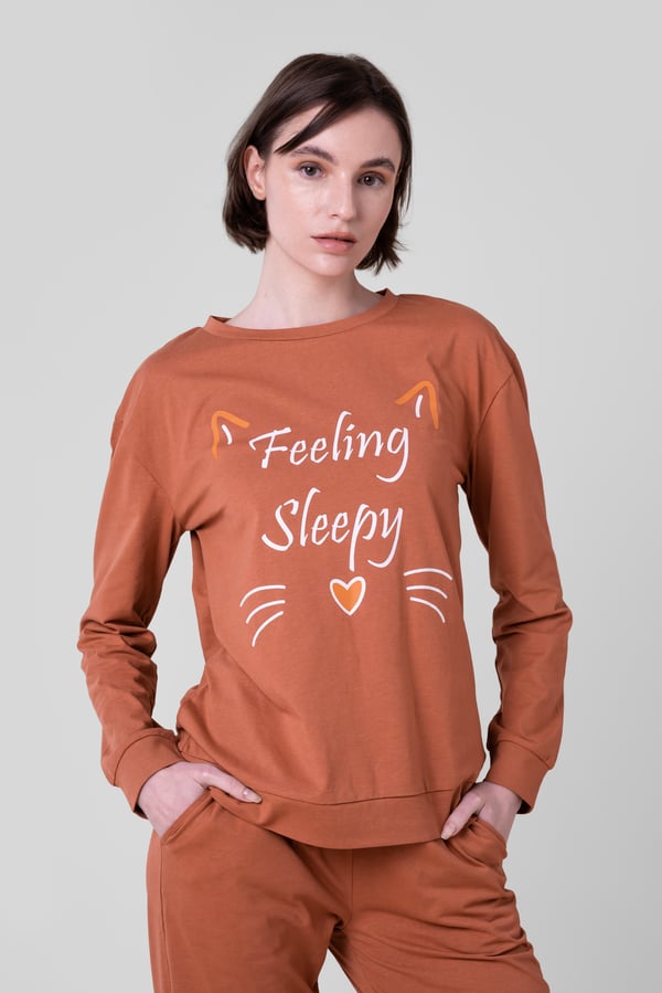 Orange Feeling Sleepy Long Sleeve Pyjama Set