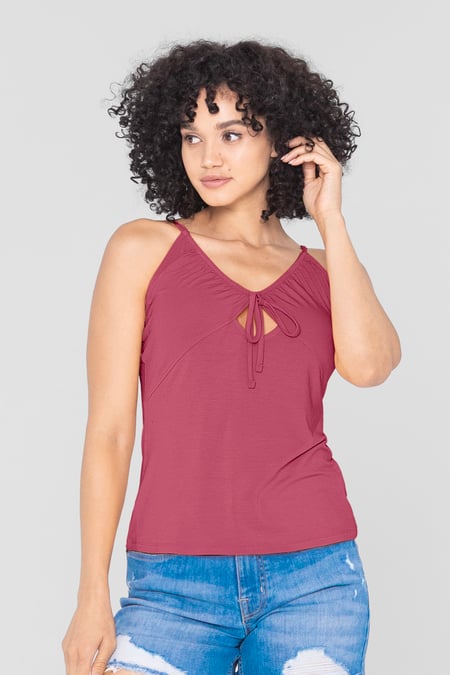 Pink Key Hole Tie Detail Cami