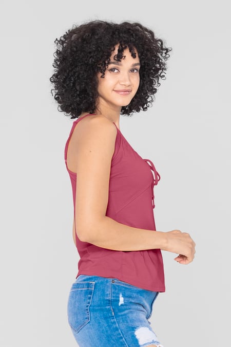 Red Key Hole Tie Detail Cami