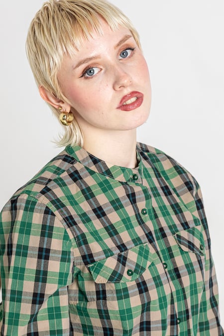 Womens Green Regular Fit Paper-Touch Poplin Shirt