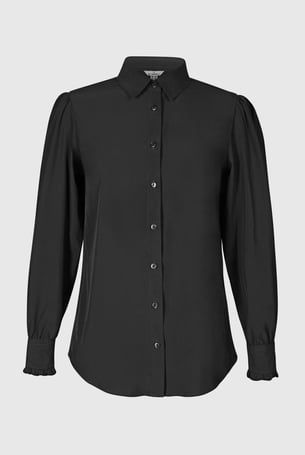 Black Super Soft Black Shirt With Long Puff Sleeves