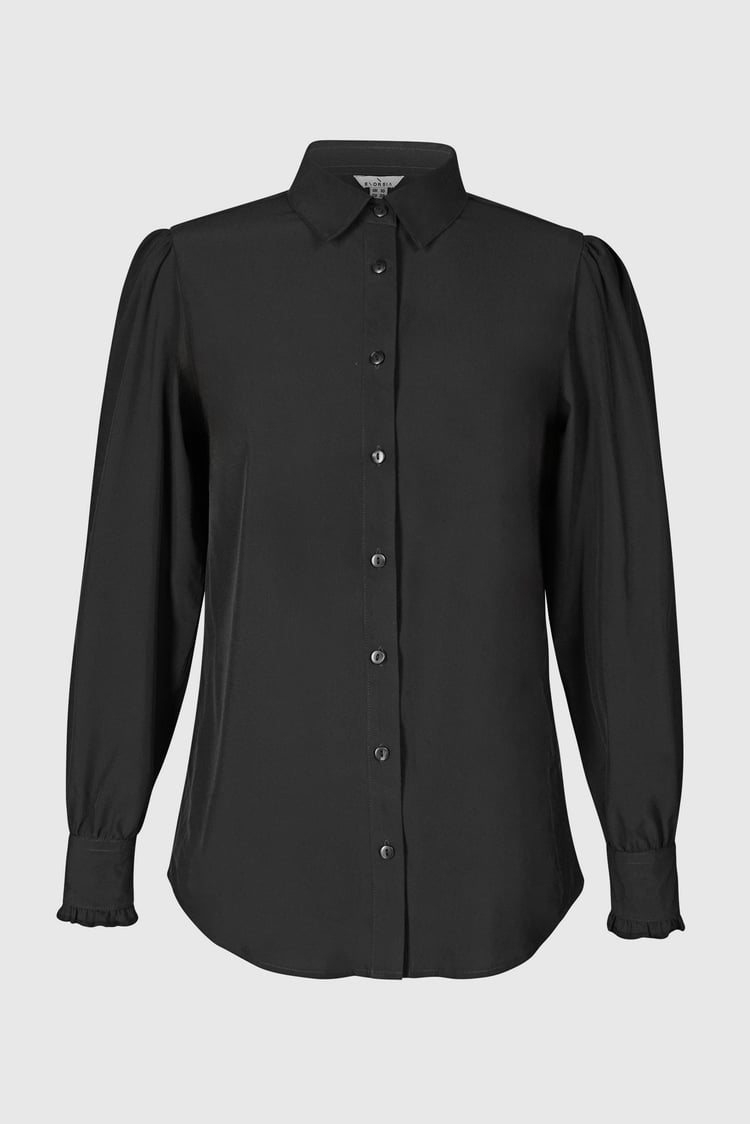 Super Soft Black Shirt With Long Puff Sleeves