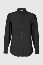 Super Soft Black Shirt With Long Puff Sleeves