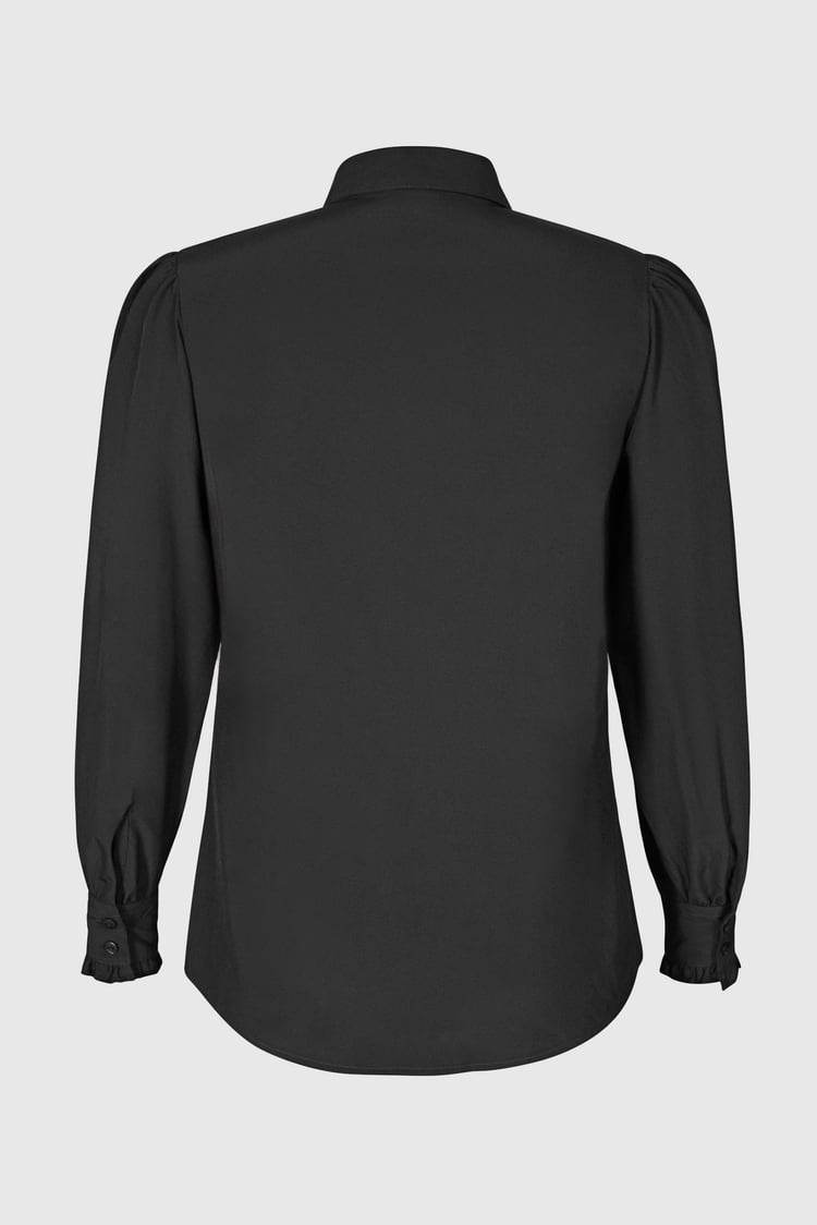 Super Soft Black Shirt With Long Puff Sleeves