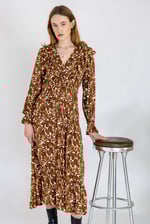 Paisley Printed Viscose Shirred Maxi Dress