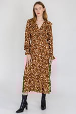 Paisley Printed Viscose Shirred Maxi Dress